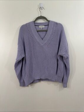 Like New Michael Stars Joss V-Neck Pointelle Sweater